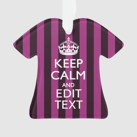 Aangepaste KEEP CALM en Jouw tekst op Roze Ornament (voorkant)