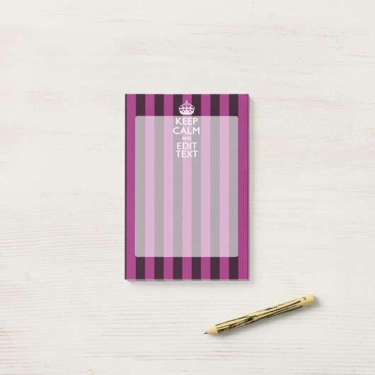 Aangepaste KEEP CALM en Jouw tekst op Roze Post-it® Notes (Op bureau)