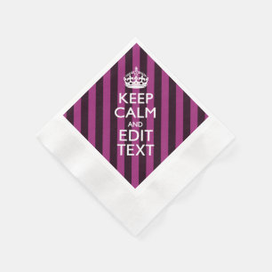 Aangepaste KEEP CALM en Jouw tekst op Roze Servet