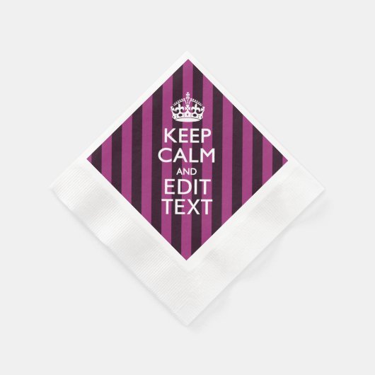 Aangepaste KEEP CALM en Jouw tekst op Roze Servet (Hoek)