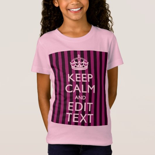 Aangepaste KEEP CALM en Jouw tekst op Roze T-shirt (Voorkant)