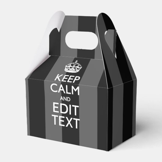 Aangepaste KEEP CALM EN Jouw tekst op strepen Bedankdoosjes (Voorkant Zijde)