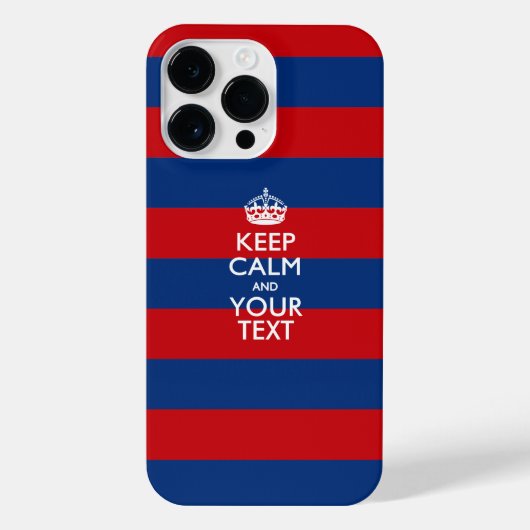 Aangepaste KEEP CALM EN Jouw tekst op strepen iPhone Hoesje (Achterkant)
