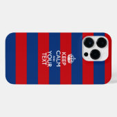 Aangepaste KEEP CALM EN Jouw tekst op strepen iPhone Hoesje (Achterkant horizontaal)