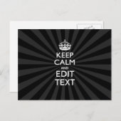 Aangepaste KEEP CALM en jouw tekst op zonnesburst Briefkaart (Voorkant / Achterkant)