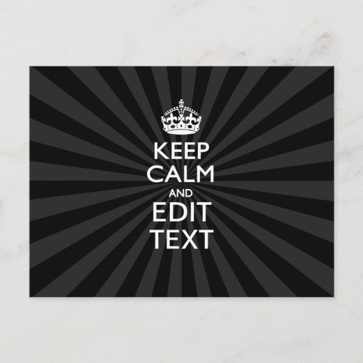 Aangepaste KEEP CALM en jouw tekst op zonnesburst Briefkaart (Voorkant)