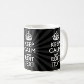 Aangepaste KEEP CALM en jouw tekst op zonnesburst Koffiemok (Voorkant rechts)