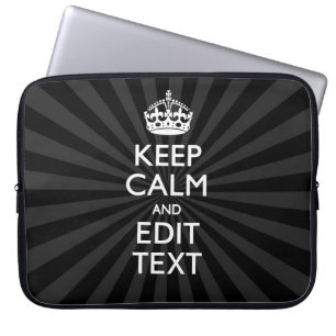 Aangepaste KEEP CALM en jouw tekst op zonnesburst Laptop Sleeve