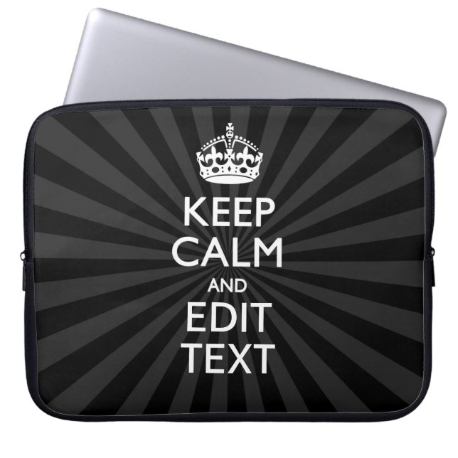 Aangepaste KEEP CALM en jouw tekst op zonnesburst Laptop Sleeve (Voorkant)