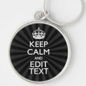 Aangepaste KEEP CALM en jouw tekst op zonnesburst Sleutelhanger (Voorkant)
