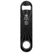 Aangepaste KEEP CALM en jouw tekst op zonnesburst Speed Flessenopener (Voorkant)