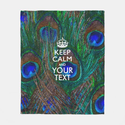 Aangepaste Keep Calm en Jouw tekst Peacock Fleece Deken (Voorkant)