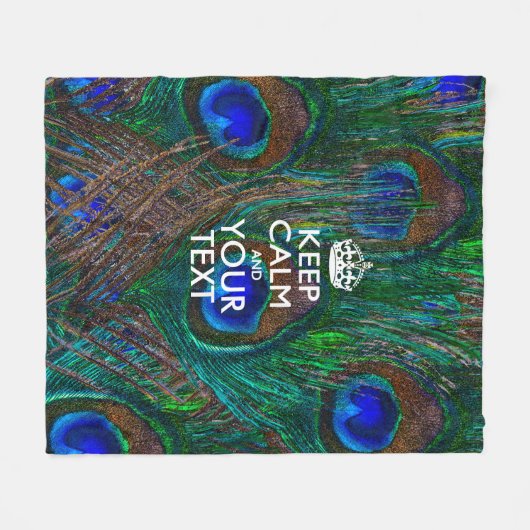 Aangepaste Keep Calm en Jouw tekst Peacock Fleece Deken (Voorkant (Horizontaal))