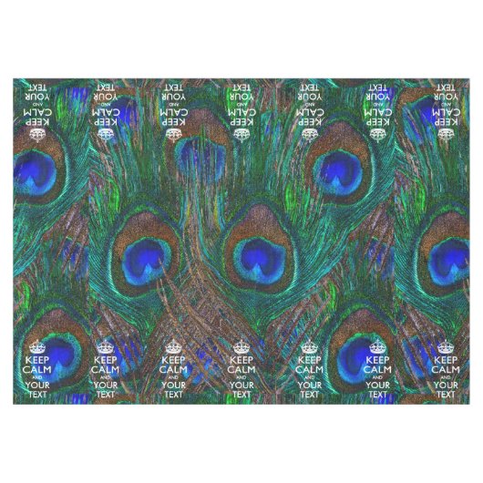 Aangepaste Keep Calm en Jouw tekst Peacock Tafelkleed (Voorkant (Horizontaal))
