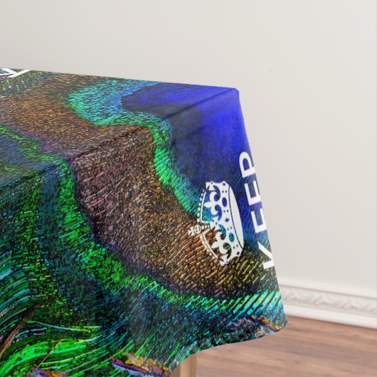 Aangepaste Keep Calm en Jouw tekst Peacock Tafelkleed (Voorbeeld)