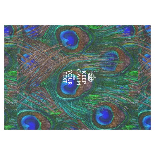 Aangepaste Keep Calm en Jouw tekst Peacock Tafelkleed (Voorkant (Horizontaal))