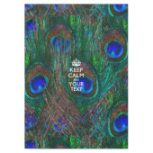 Aangepaste Keep Calm en Jouw tekst Peacock Tafelkleed (Voorkant)