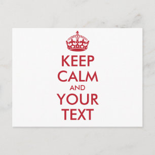 Aangepaste KEEP CALM en JOUW TEKST - rode woorden Briefkaart