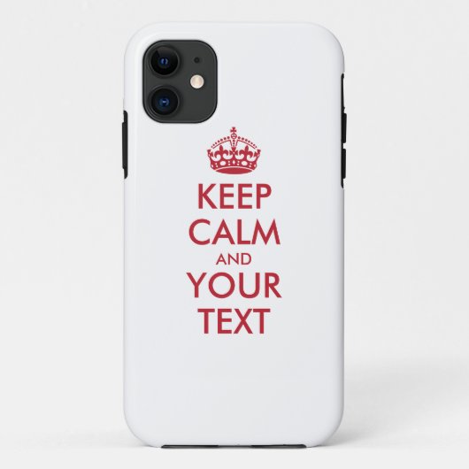 Aangepaste KEEP CALM en JOUW TEKST - rode woorden Case-Mate iPhone Case (Achterkant)