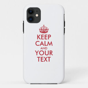 Aangepaste KEEP CALM en JOUW TEKST - rode woorden Case-Mate iPhone Case