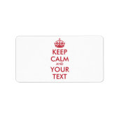 Aangepaste KEEP CALM en JOUW TEKST - rood Etiket (Voorkant)