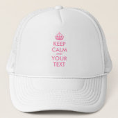 Aangepaste KEEP CALM en JOUW TEKST - roze Trucker Pet (Voorkant)