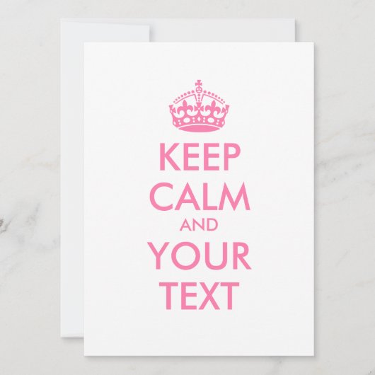 Aangepaste KEEP CALM en JOUW TEKST - roze woorden (Voorkant)