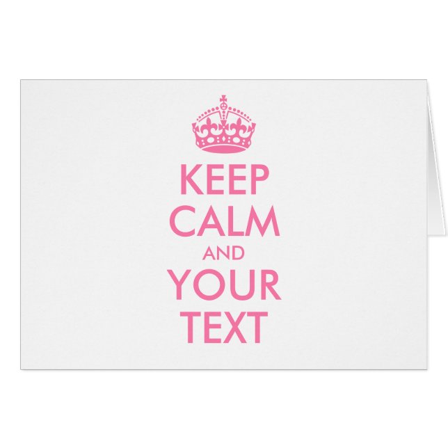 Aangepaste KEEP CALM en JOUW TEKST - roze woorden (Voorkant Horizontaal)