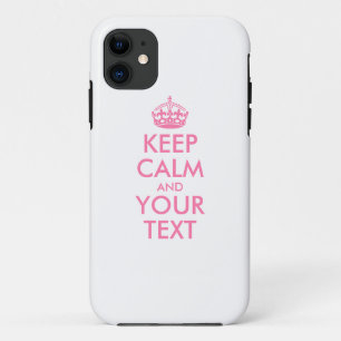 Aangepaste KEEP CALM en JOUW TEKST - roze woorden iPhone 11 Hoesje
