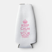 Aangepaste KEEP CALM en JOUW TEKST - roze woorden Flesjeskoeler (Voorkant)