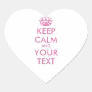 Aangepaste KEEP CALM en JOUW TEKST - roze woorden Hart Sticker