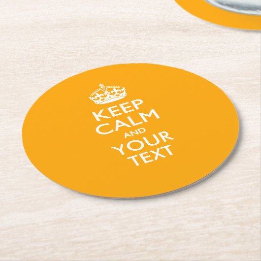 Aangepaste KEEP CALM EN Jouw tekst voor Geel Ronde Kartonnen Onderzetter (Gebogen)