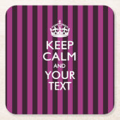 Aangepaste KEEP CALM EN Jouw tekst voor Hot Pink Kartonnen Onderzetters (Voorkant)
