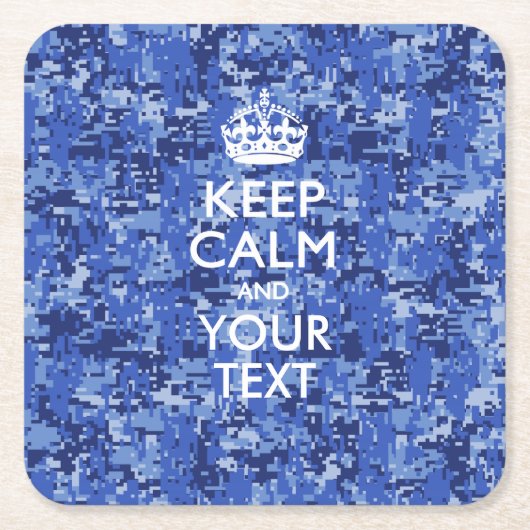 Aangepaste KEEP CALM EN Jouw tekst voor Navy camo Kartonnen Onderzetters (Voorkant)