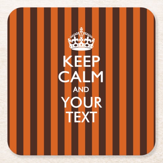 Aangepaste KEEP CALM EN Jouw tekst voor Sinaasappe Kartonnen Onderzetters (Voorkant)
