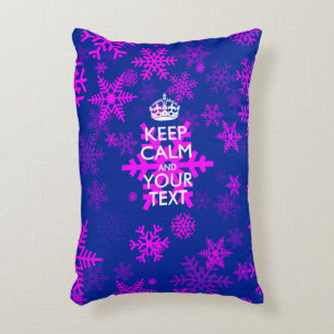 Aangepaste KEEP CALM EN Jouw tekst voor sneeuw Decoratief Kussen