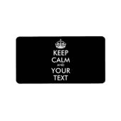 Aangepaste KEEP CALM en JOUW TEKST - wit Etiket (Voorkant)