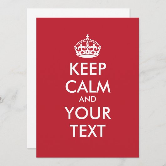 Aangepaste KEEP CALM en JOUW TEKST - witte woorden (Voorkant / Achterkant)