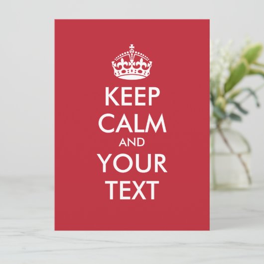 Aangepaste KEEP CALM en JOUW TEKST - witte woorden (Staand voorkant)