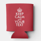 Aangepaste KEEP CALM en JOUW TEKST - witte woorden Blikjeskoeler (Achterkant)