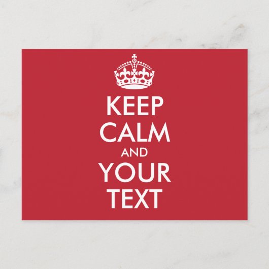 Aangepaste KEEP CALM en JOUW TEKST - witte woorden Briefkaart (Voorkant)