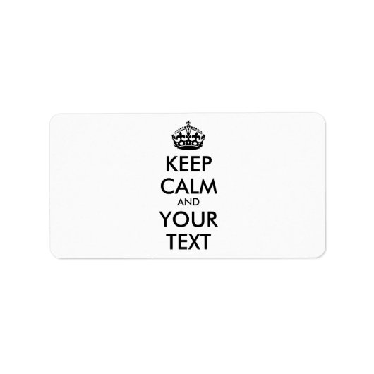 Aangepaste KEEP CALM en JOUW TEKST - zwart Etiket (Voorkant)