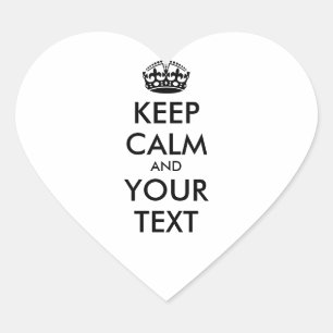 Aangepaste KEEP CALM en JOUW TEKST - zwarte woorde Hart Sticker