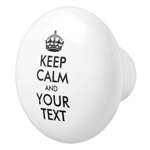 Aangepaste KEEP CALM en JOUW TEKST - zwarte woorde Keramische Knop
