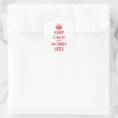 AANGEPASTE KEEP CALM EN MINDER ZORGEN VIERKANTE STICKER (Tas)