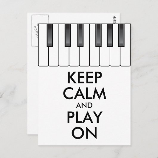 Aangepaste KEEP CALM en PLAY ON-Keyboard piano Briefkaart (Voorkant / Achterkant)