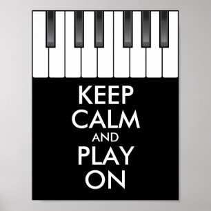 Aangepaste KEEP CALM en PLAY ON-Keyboard piano Poster