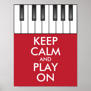 Aangepaste KEEP CALM en PLAY ON-Keyboard piano Poster