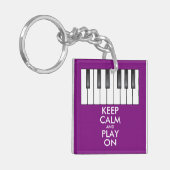 Aangepaste KEEP CALM en PLAY ON-Keyboard piano Sleutelhanger (Voorkant Links)