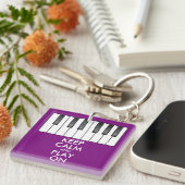 Aangepaste KEEP CALM en PLAY ON-Keyboard piano Sleutelhanger (Voorkant Rechts)